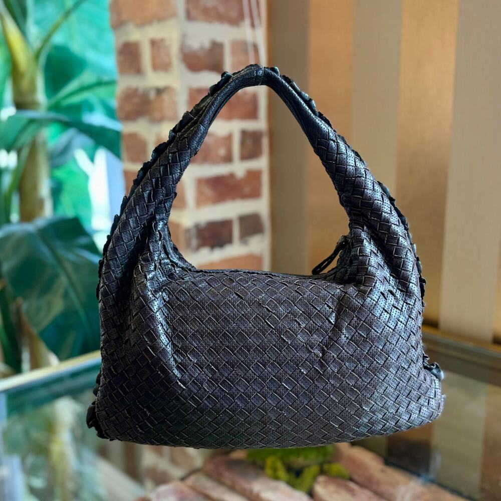 BOTTEGA VENETA Perforated Intreciatto Hobo Brown